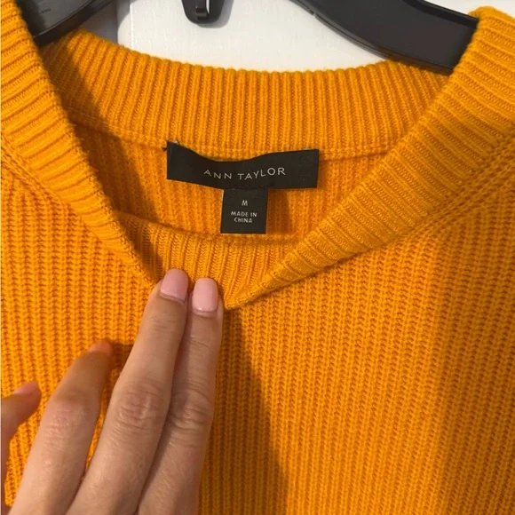 Ann Taylor Bold Mustard Crew Neck Sweater - Picture 2 of 4
